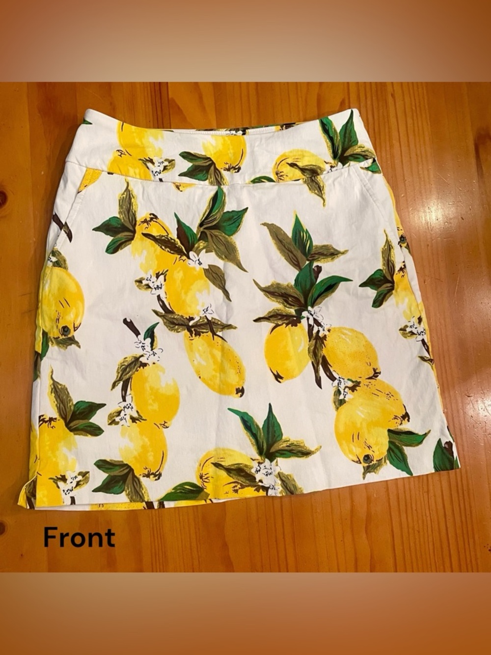 White Lemon-Print Skirt